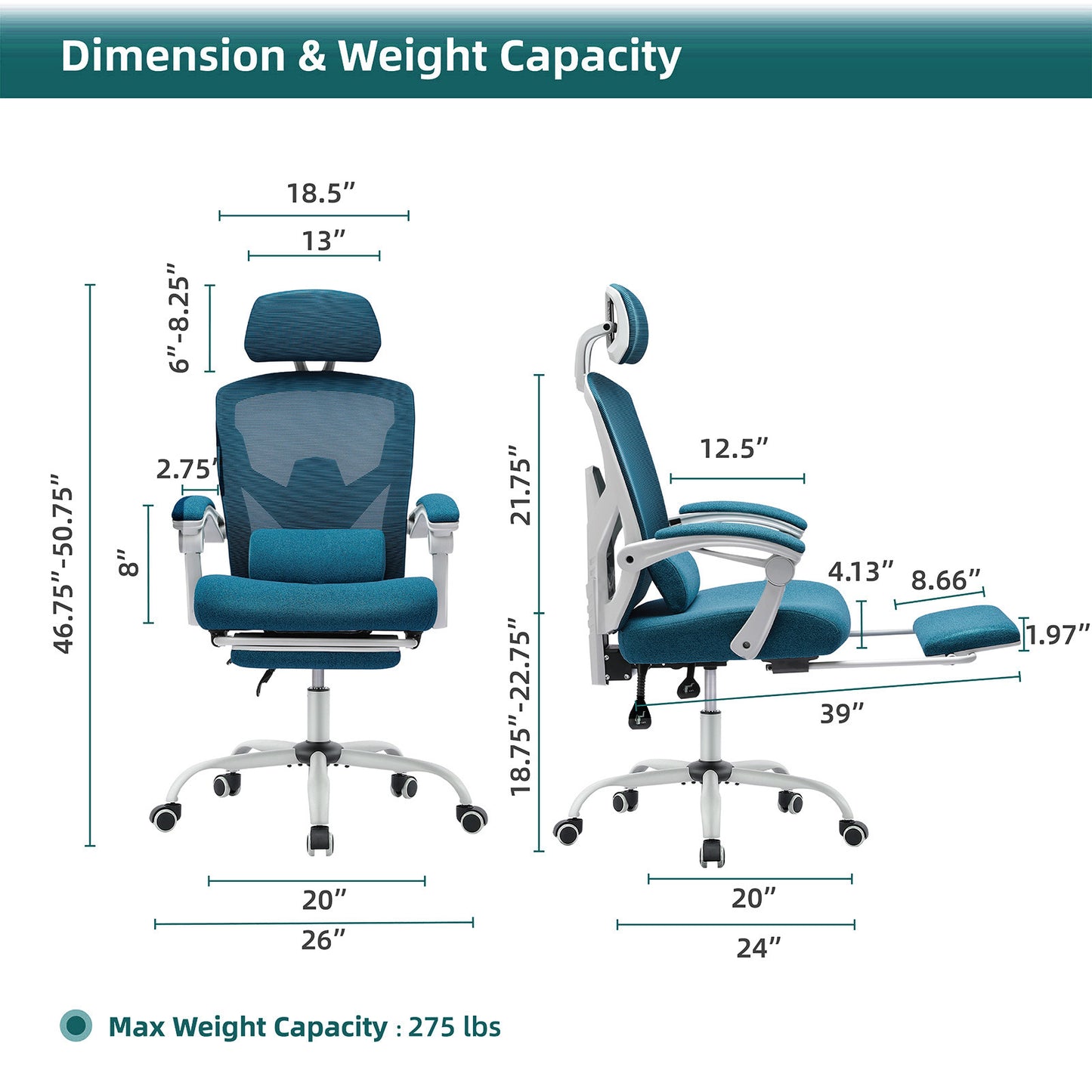 SWEETCRISPY Mesh High Back Ergonomic Office Chair Lumbar Support Pillow Computer Desk Chair