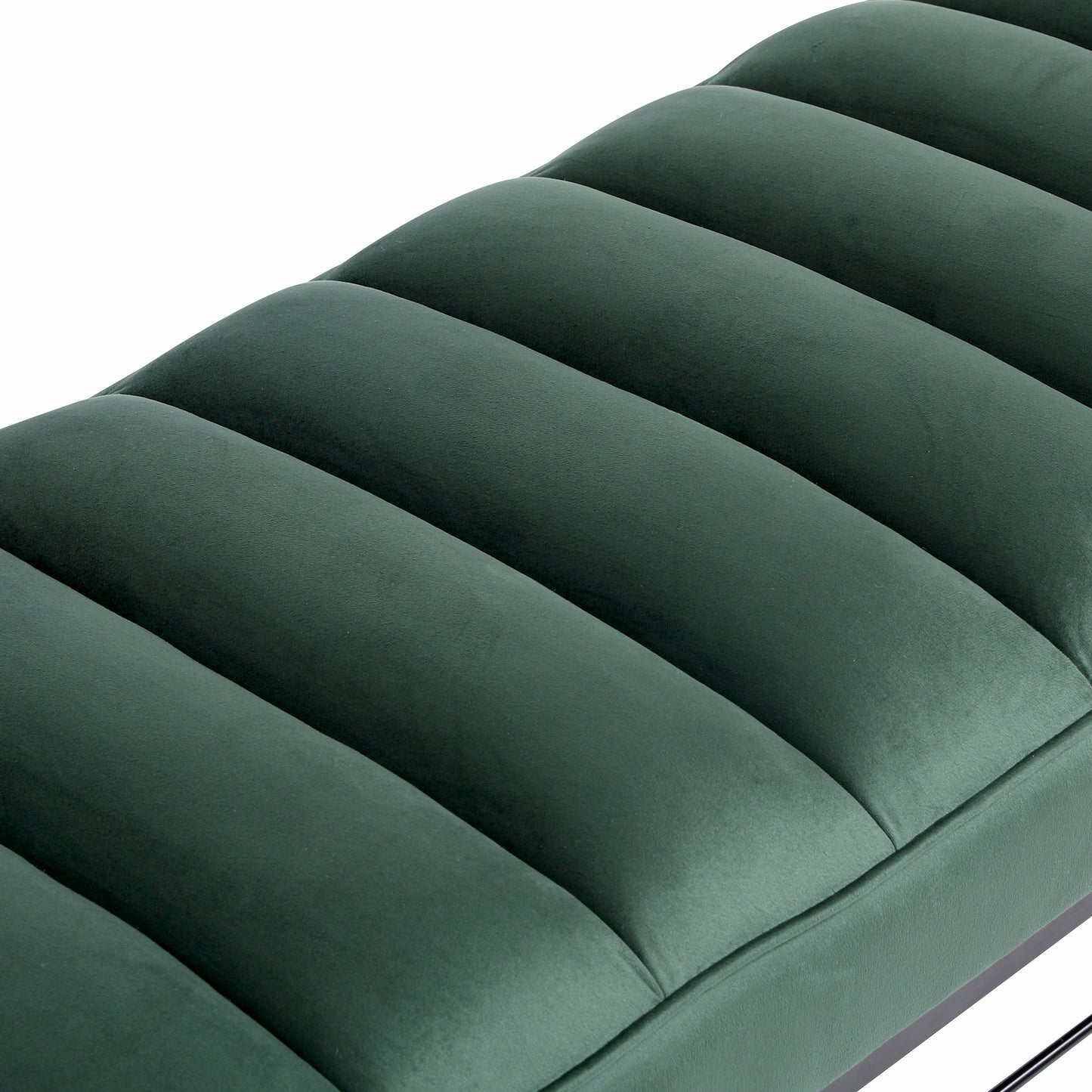 Green Velvet Channel Tufted Ottoman Bench Accent Upholstered Bendroom End of Bed Bench with Storage Shelf (Green)