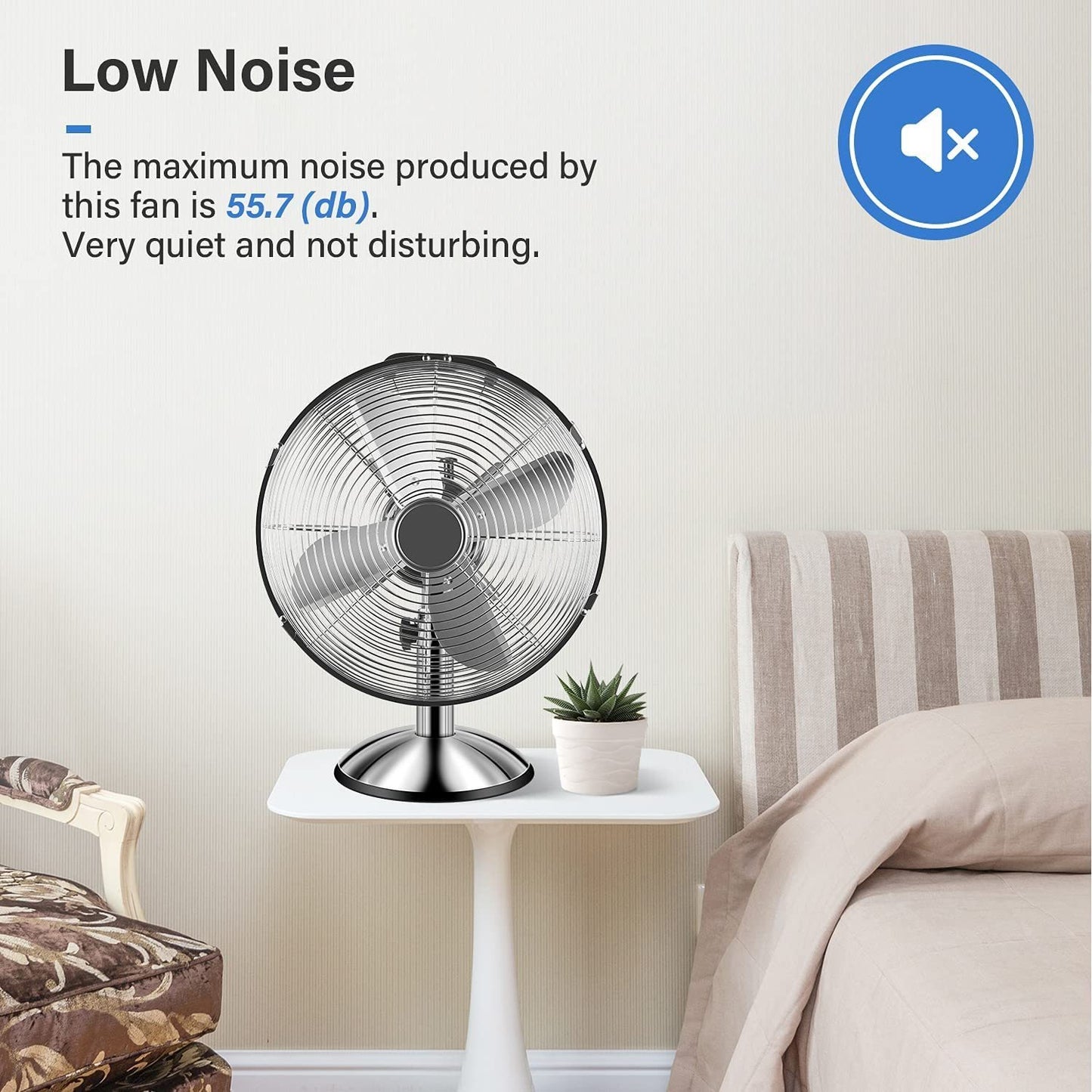 High Velocity 12 Inch Stand Fan with 75° Horizontal Oscillation, 3 Speed Settings, Low Noise Operation, Durable Construction, Silver