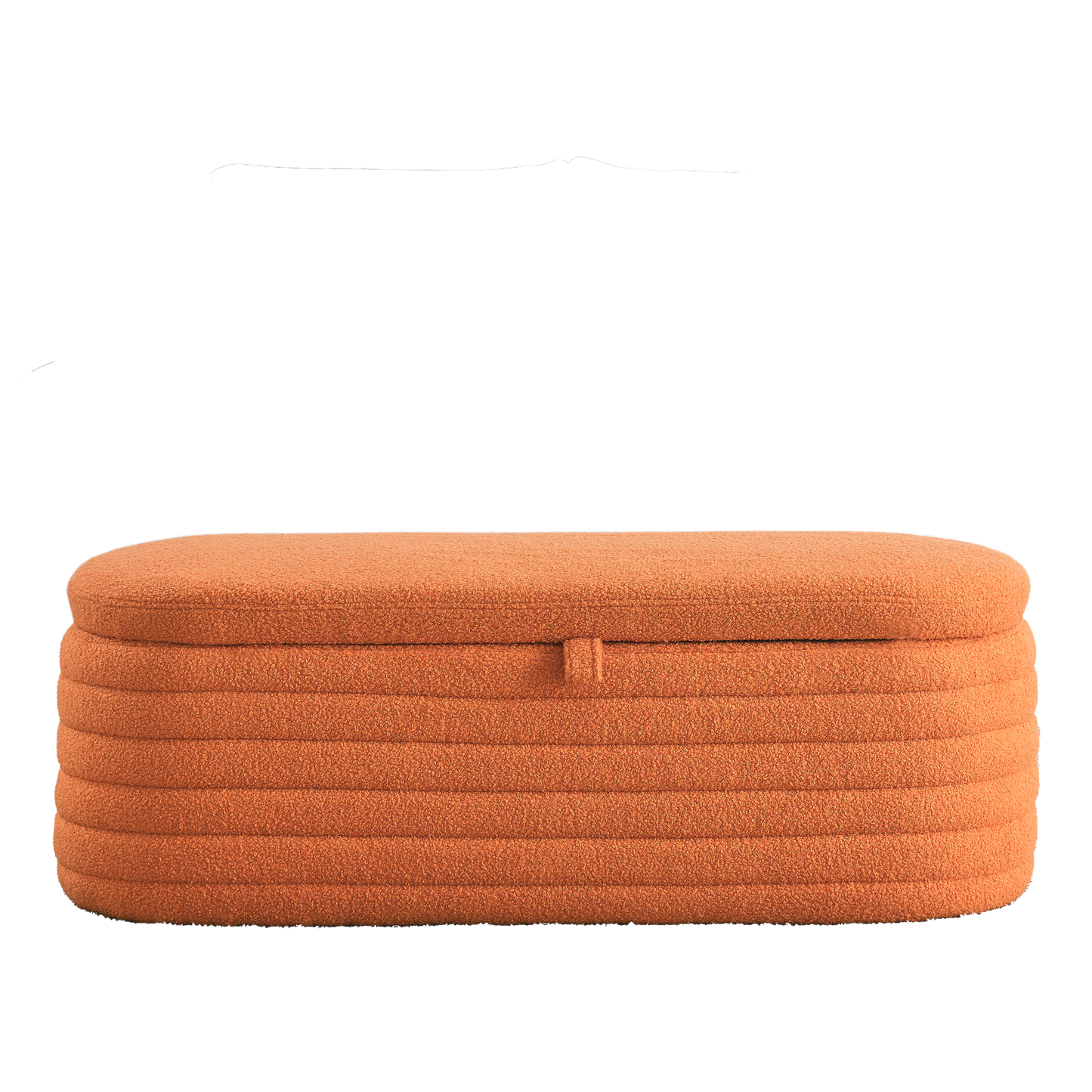 [Video] Welike Length 45.5 inchesStorage Ottoman Bench Upholstered Fabric Storage Bench End of Bed Stool with Safety Hinge for Bedroom, Living Room, Entryway, orange teddy.