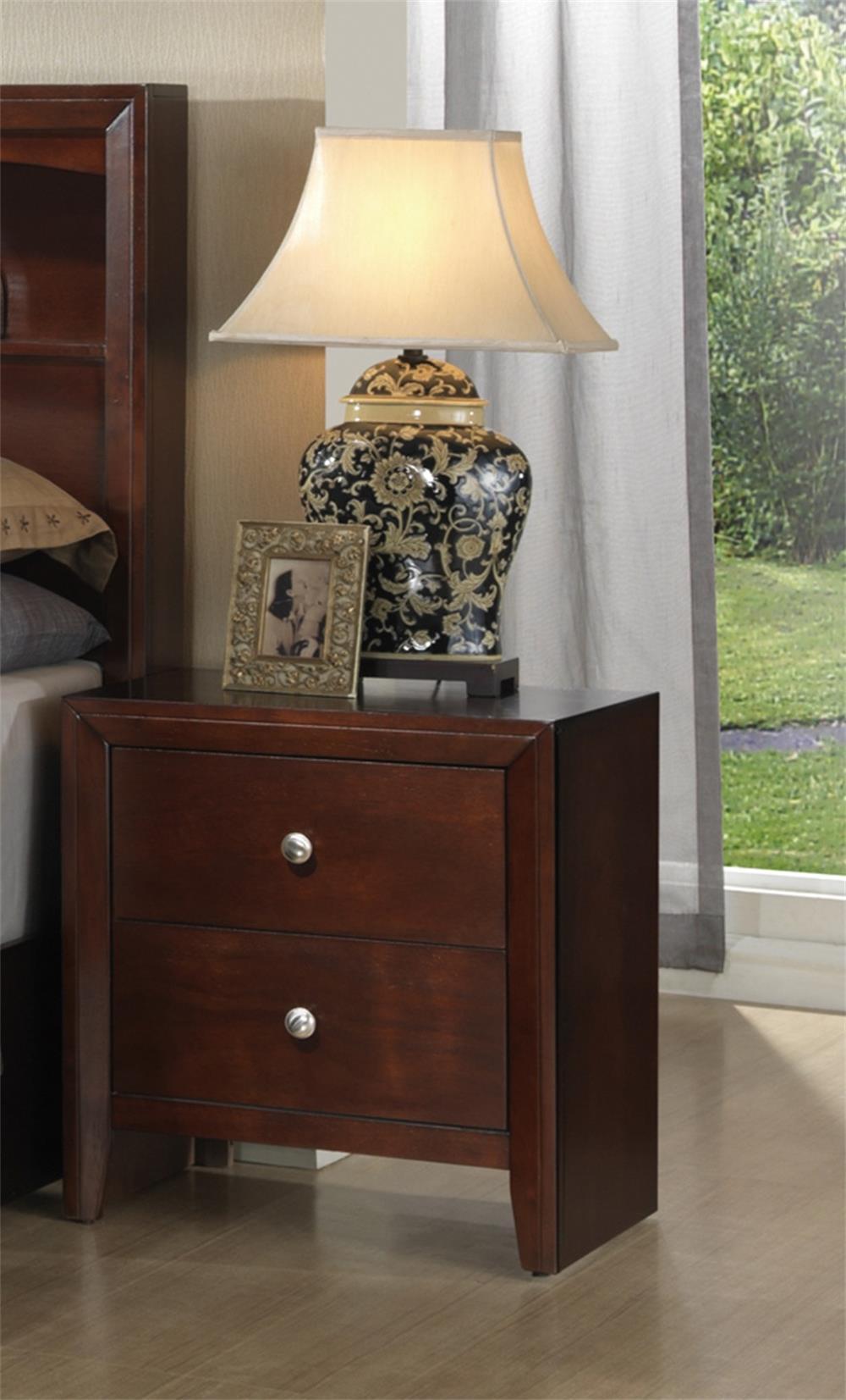 Kali Wooden 2-Drawer Brown Nightstand