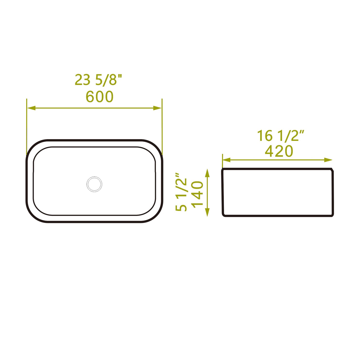 Vessel  Bathroom Sink Basin in White Ceramic