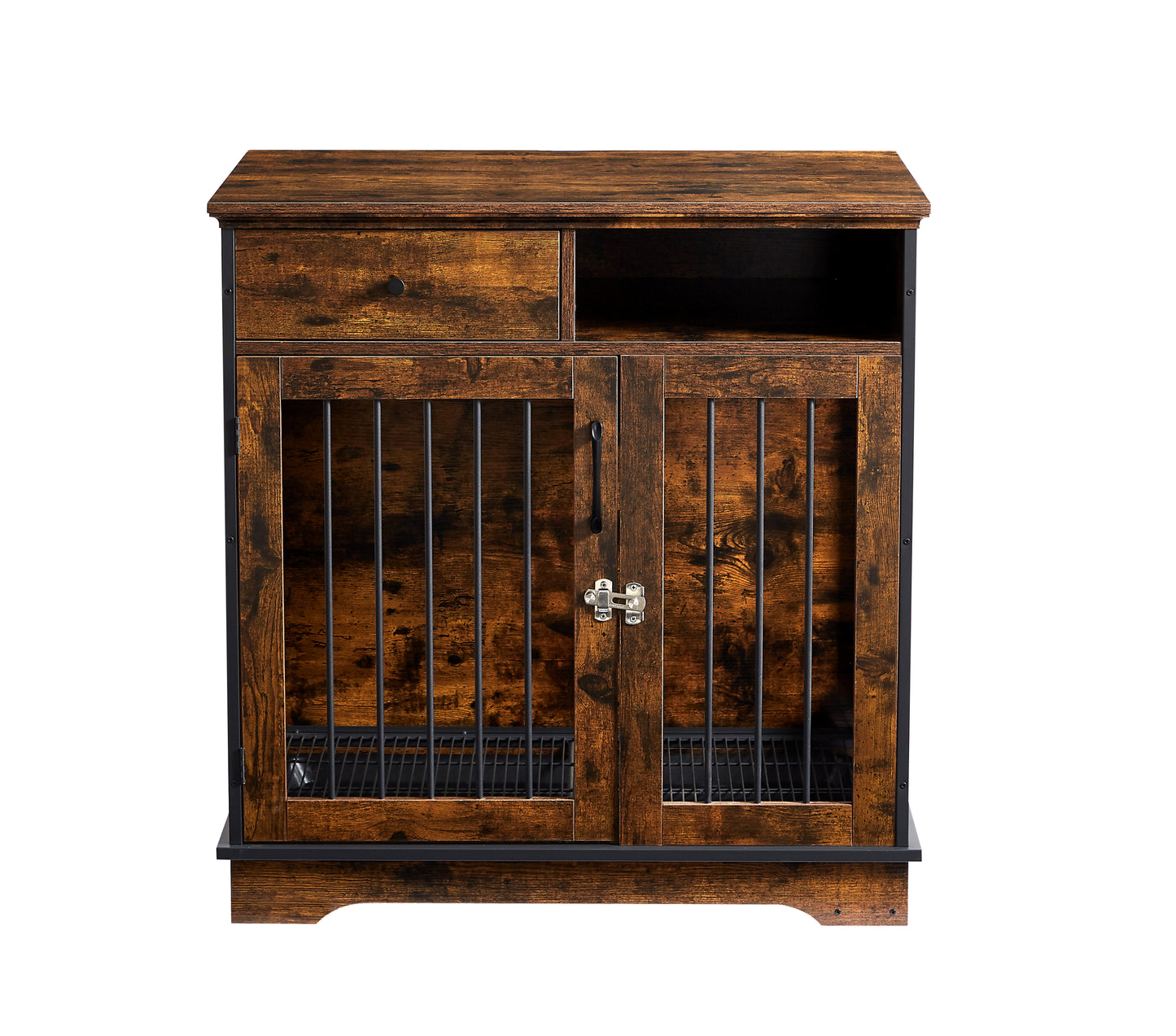 Furniture Dog crate, indoor pet crate end tables, decorative wooden kennels with removable trays. Rustic Brown, 32.3'' W x 22.8'' D x 33.5'' H.