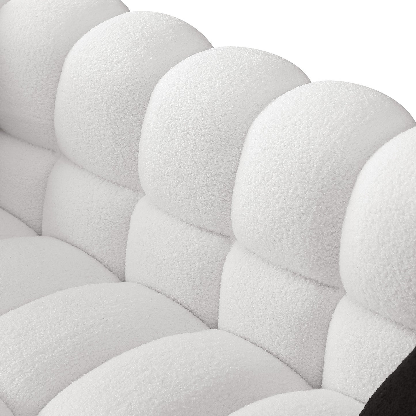 White Boucle Upholstered 3-Seater Sofa and Loveseat for USA People