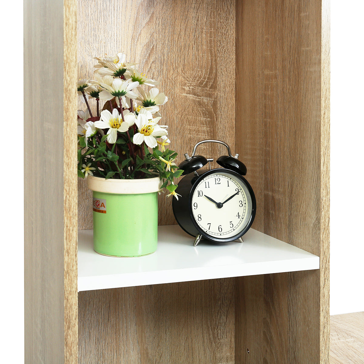 Innovative L-Shaped Oak Computer Desk with Flexible Shelves