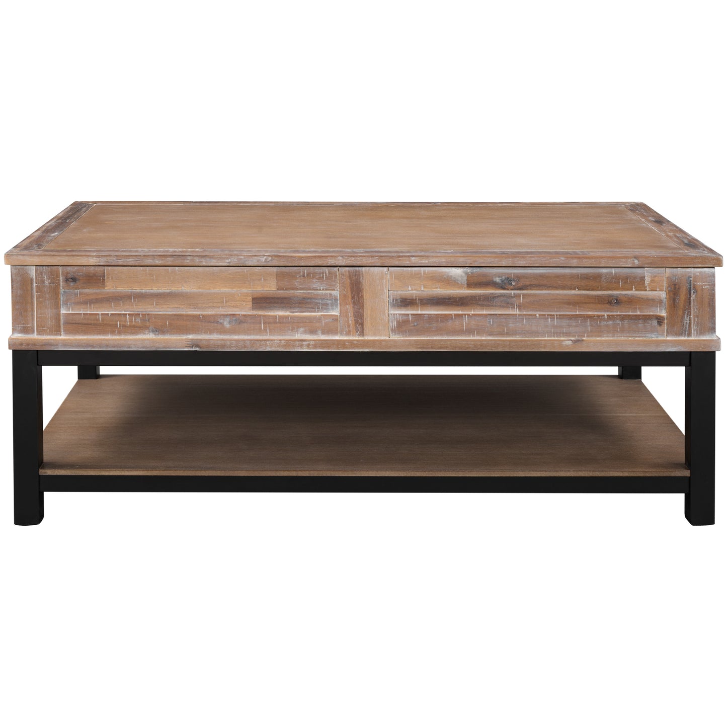 Elegant Lift Top Coffee Table with Storage Shelf - Brown Acacia Blend