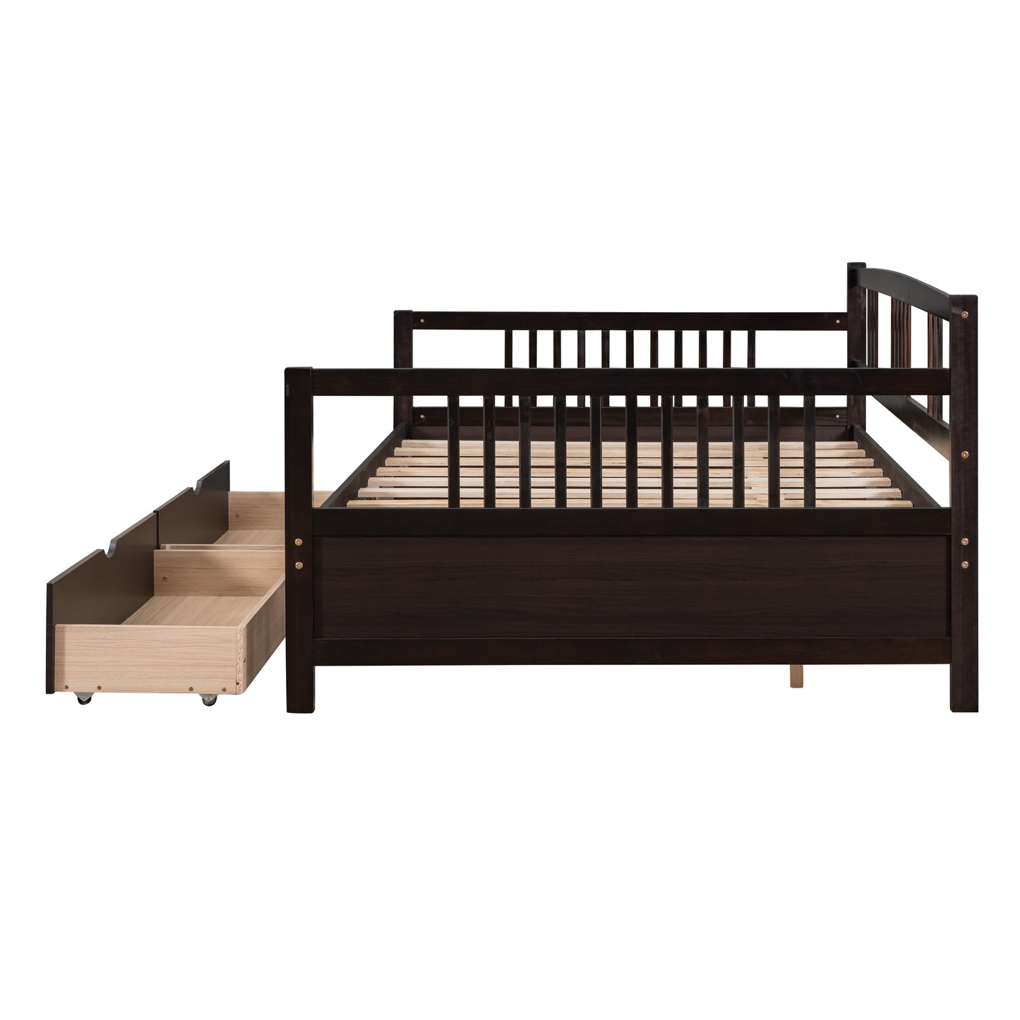 Full Size Daybed Wood Bed with Two Drawers,Espresso