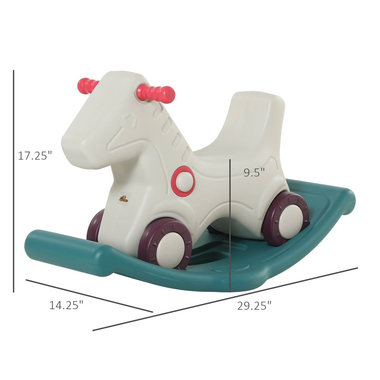 Qaba Kids 2-in-1 Rocking Horse and Sliding Car with Detachable Base