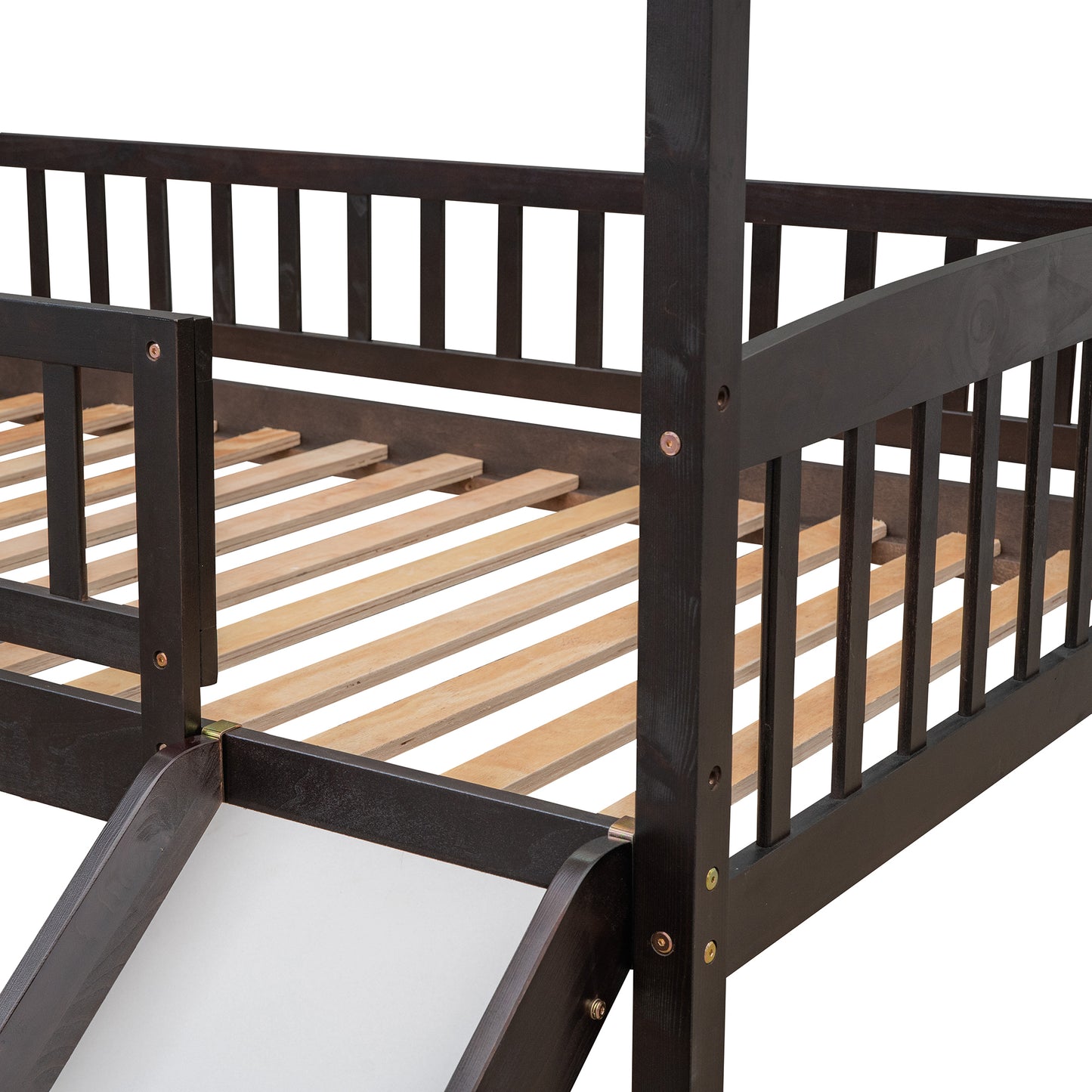 Twin Loft Bed with Slide, House Bed with Slide,Espresso( :LT000212AAP)