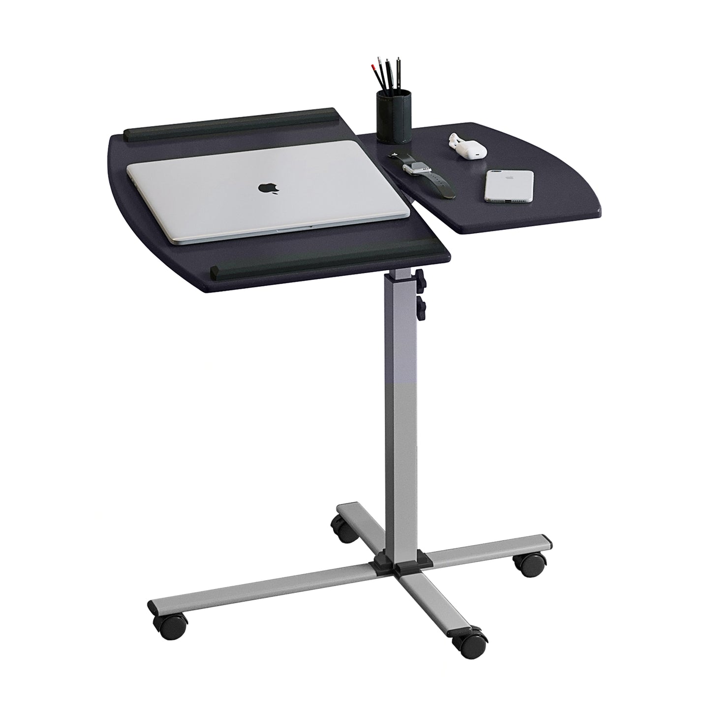 Adjustable Rolling Laptop Workstation with Graphite Finish