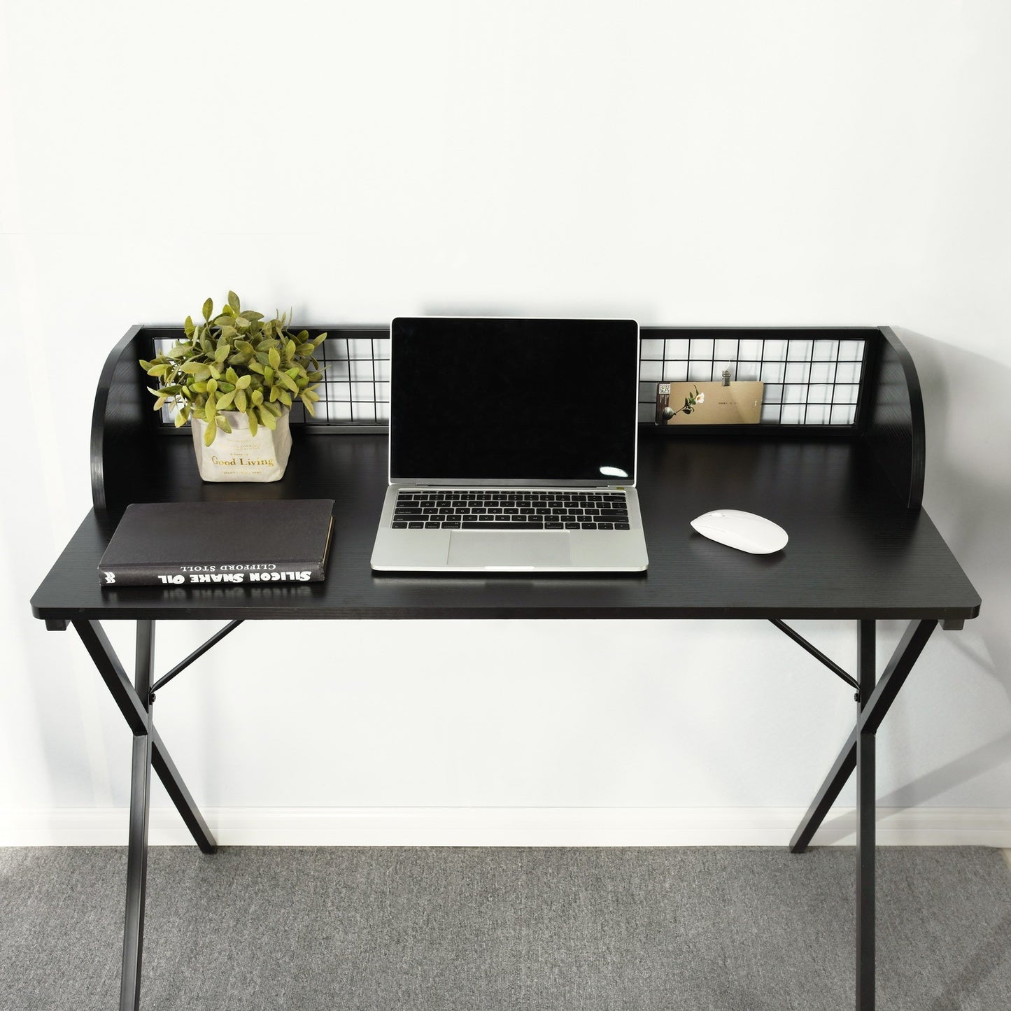 Black Rectangular Computer and Writing Desk with Modern Design