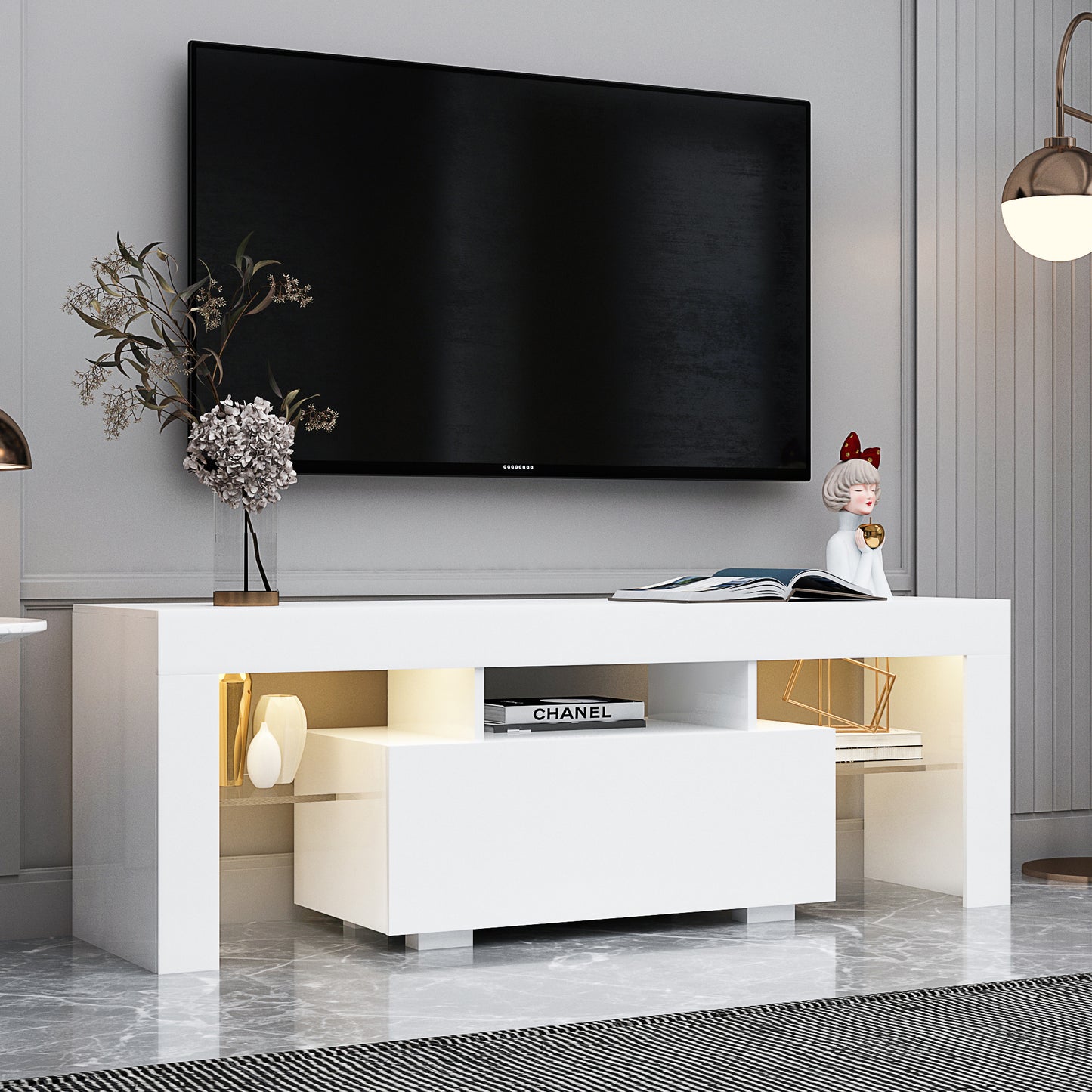 Modern LED Entertainment TV Stand with Elegant Design