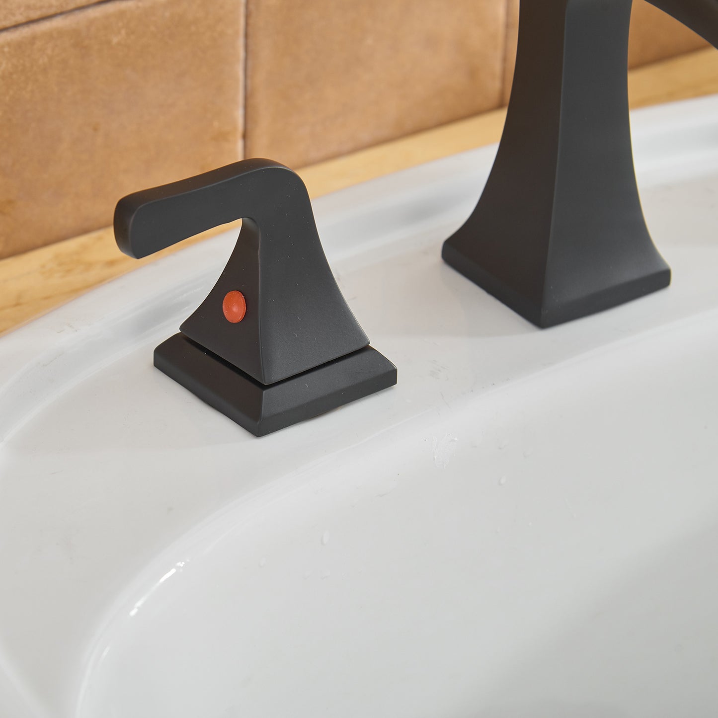 Matte Black Waterfall Bathroom Sink Faucet with 2 Handles and 8 in. Width