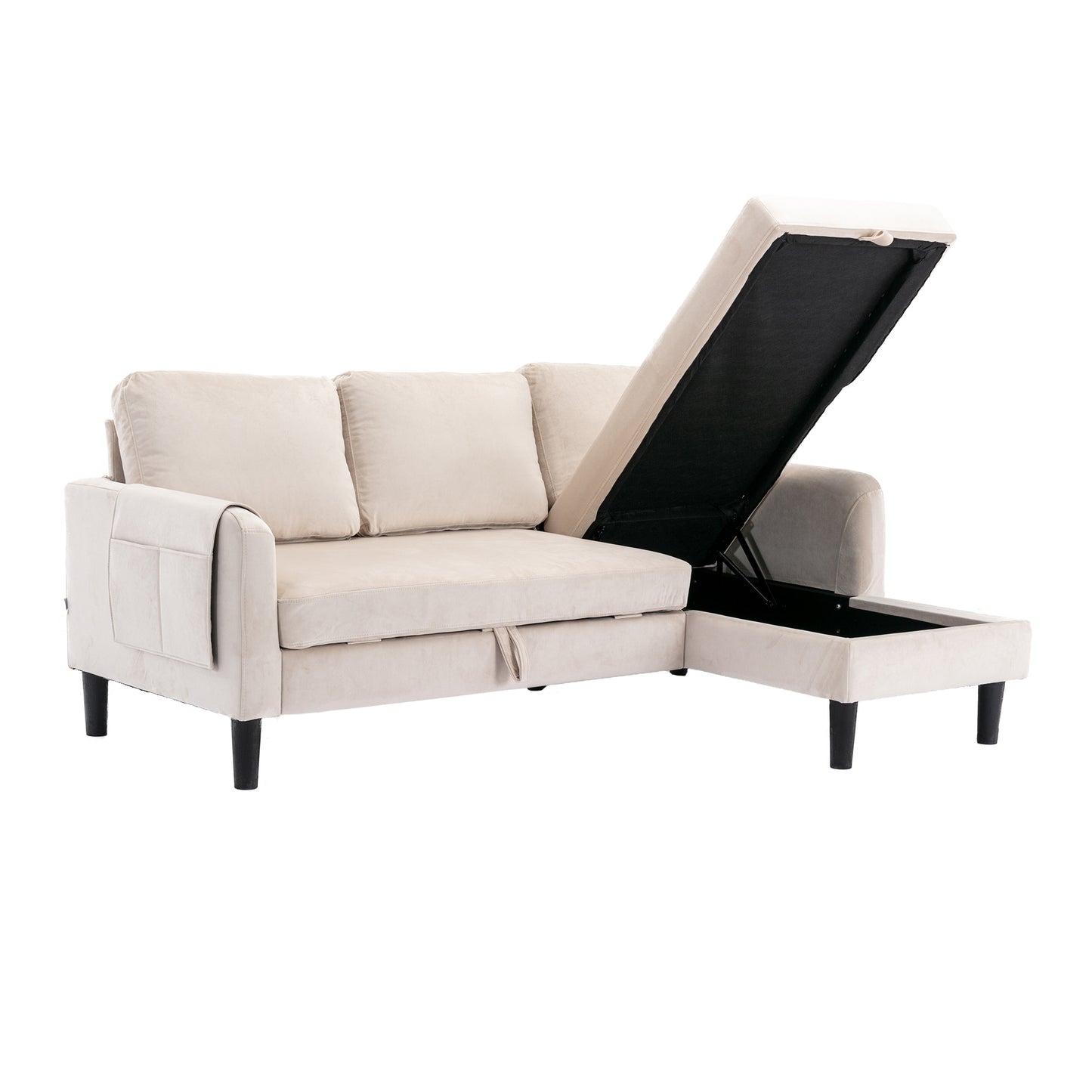 UNITED WE WIN Sectional Sofa Reversible Sectional Sleeper Sectional Sofa with Storage Chaise