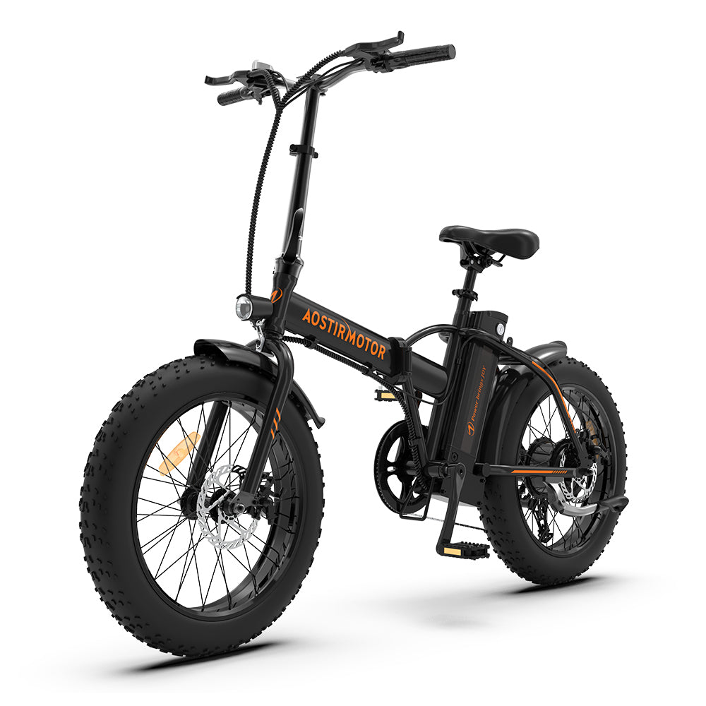 AOSTIRMOTOR Folding Electric Bike Ebike Bicycle 500W Motor 20" Fat Tire With 36V/13Ah Li-Battery Beach Snow Bicycle  A20