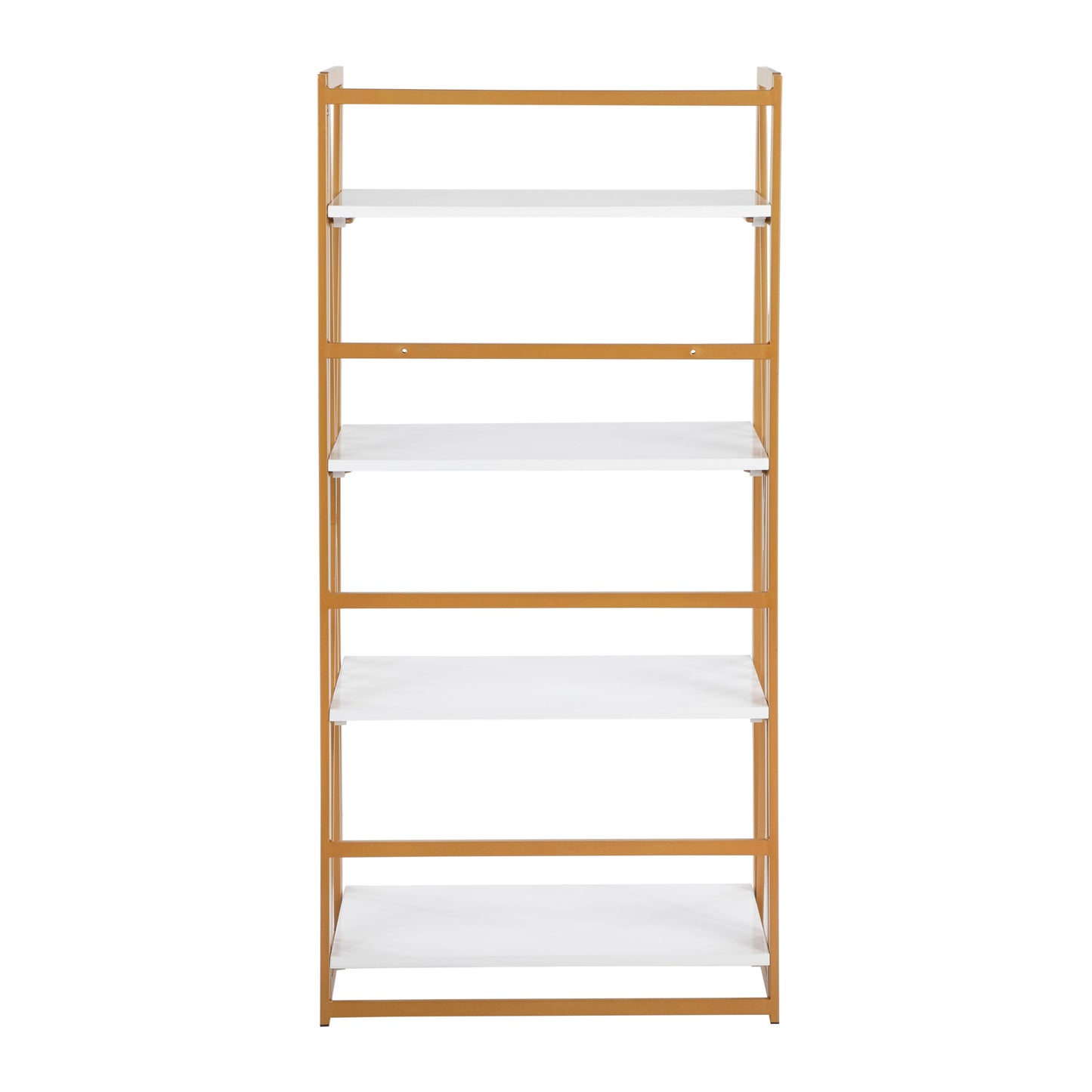 Folia Contemporary Bookcase in Gold Metal and White Wood by LumiSource