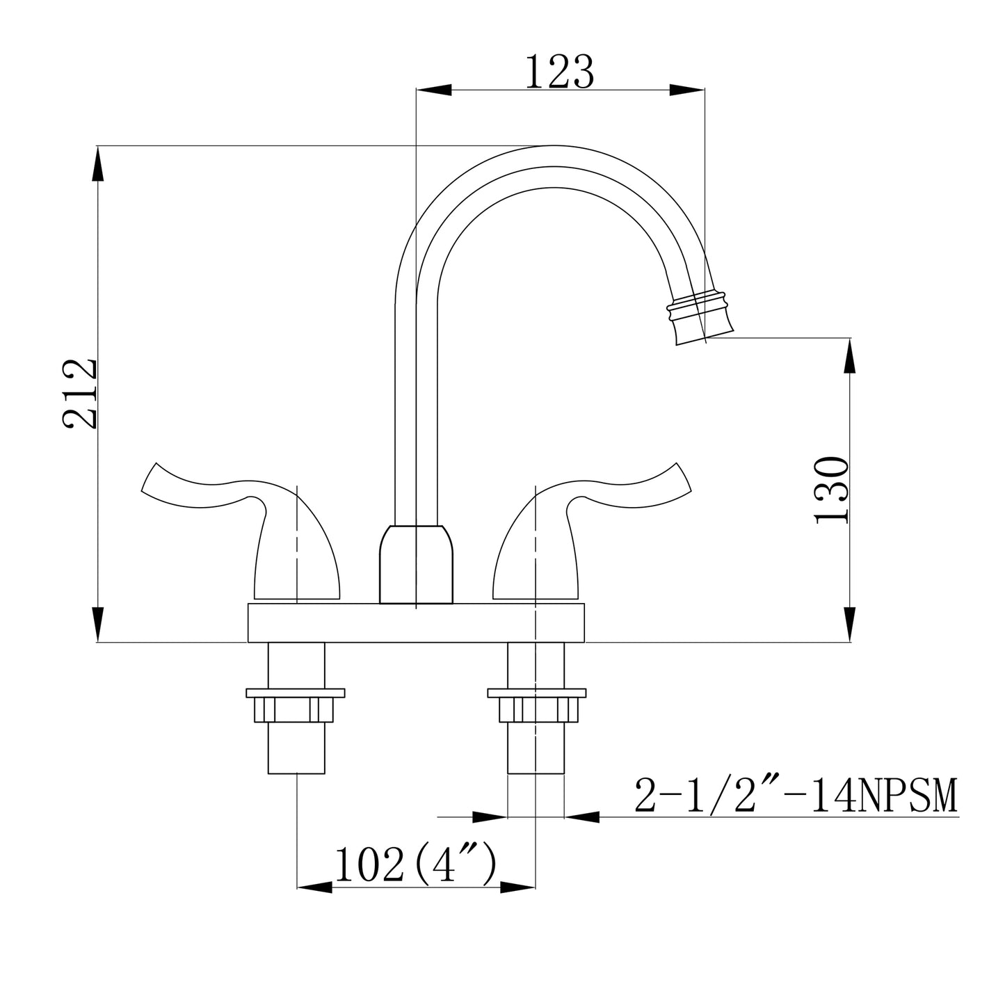 4 Inch Two-Handle Centerset Bathroom Faucet with Matte Black Finish