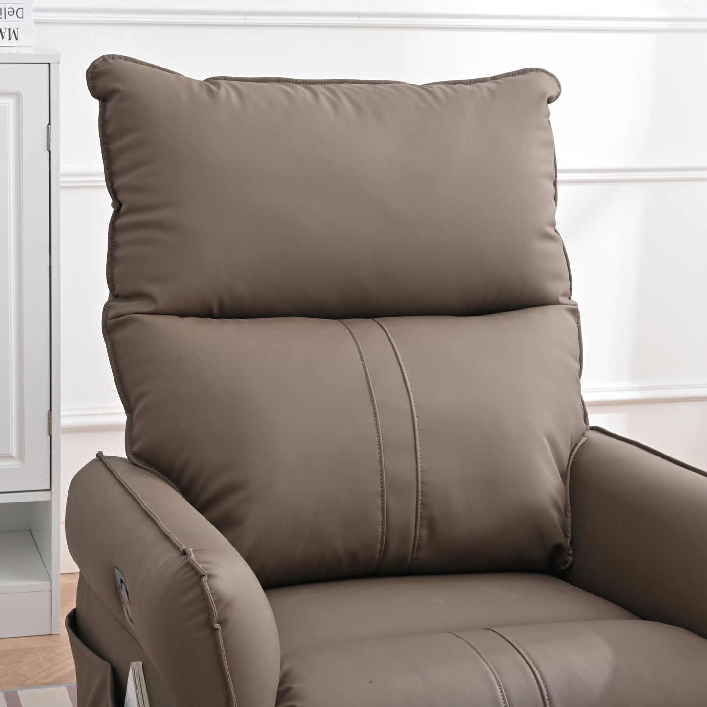 Brown PU Swivel Recliner Chair with Rocking Function