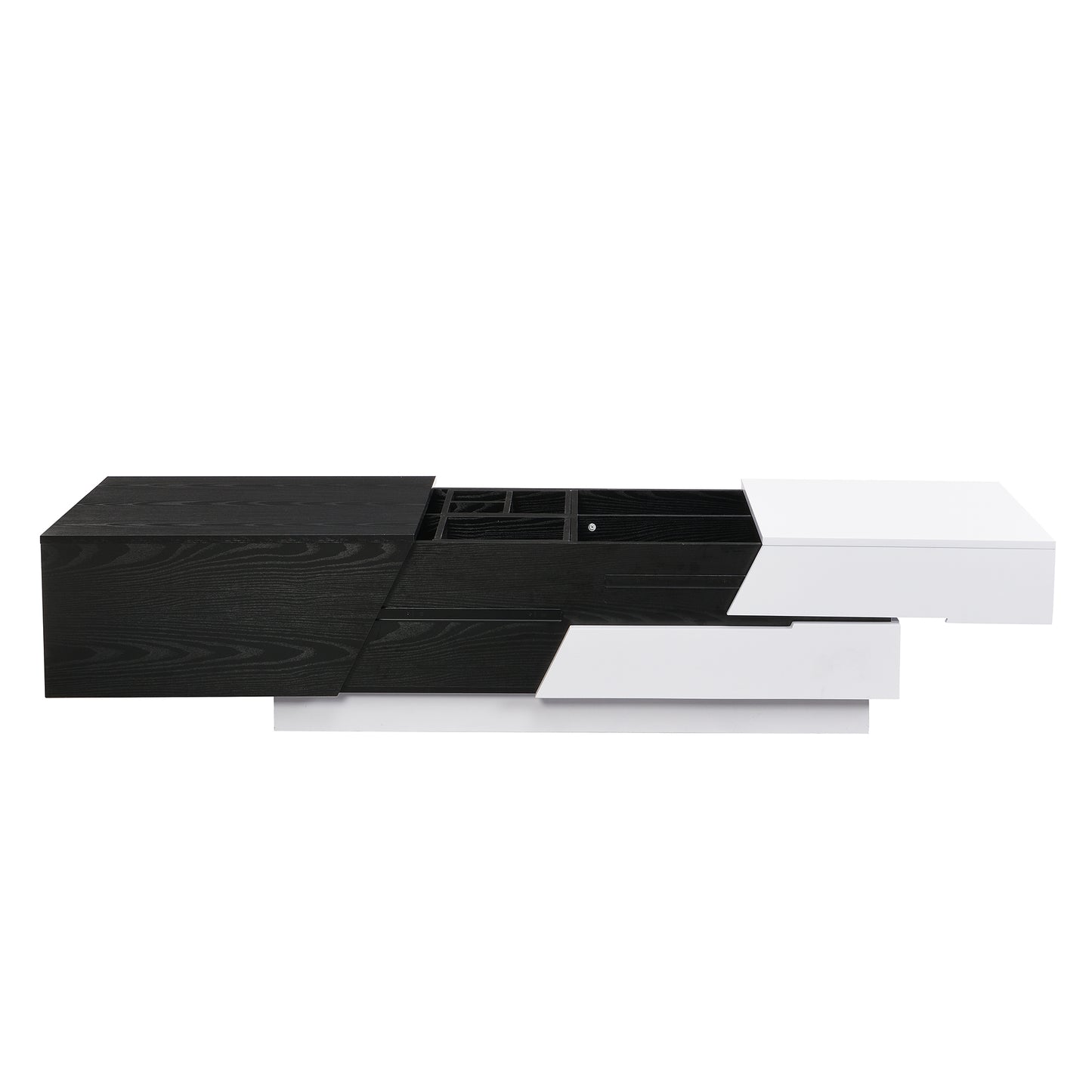 Sleek White and Black Sliding Top Coffee Table with Storage