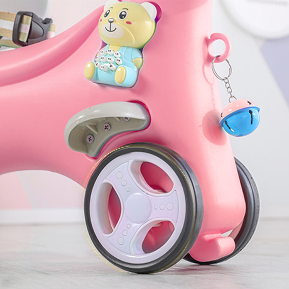 Unicorn Rocking Horse and Balance Bike for Toddlers, Pink Horse Ride On Toy with Push Handle and Backrest