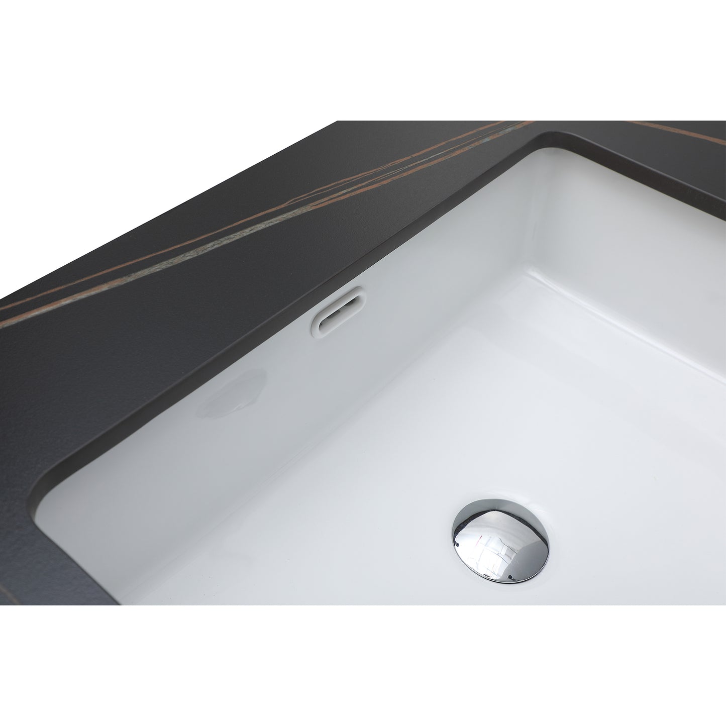 Montary 43inch bathroom stone vanity top black gold color with undermount ceramic sink and  single  faucet hole with backsplash