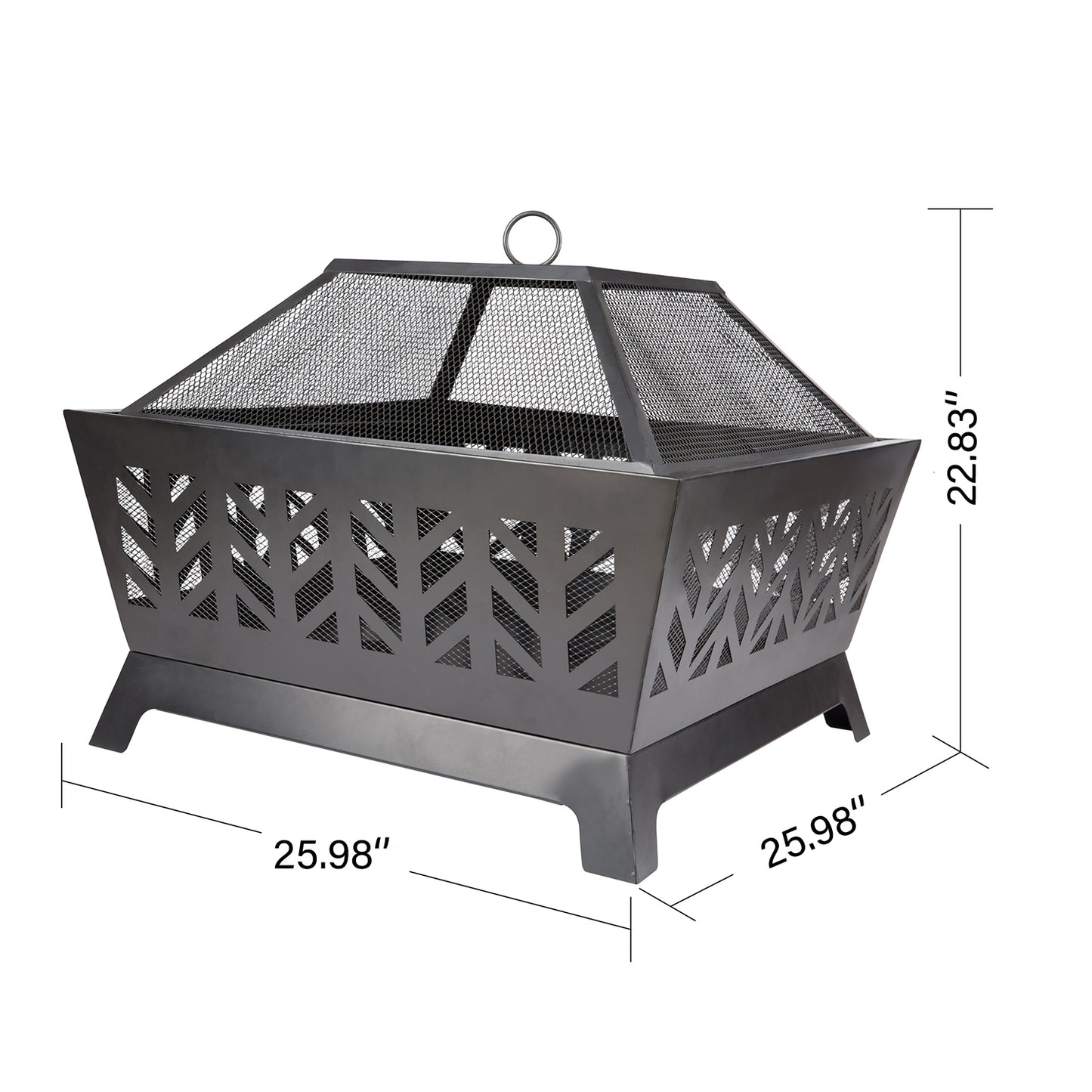 25.98'' Square Iron Outdoor Fire Pit