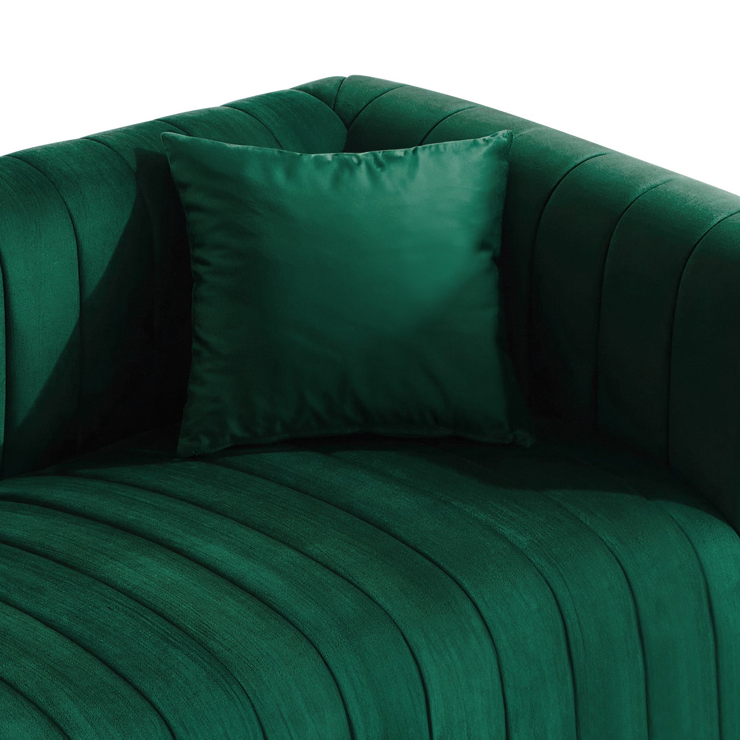 Sumptuous Green Velvet Sofa with Vertical Channel Tufting - 79.92 Comfortable Living Room Couch