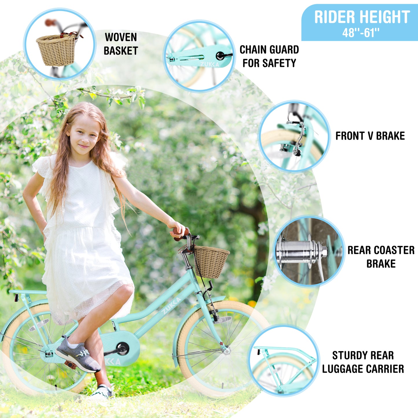 Multiple Colors,Girls Bike with Basket for 7-10 Years Old Kids,20 inch  wheel ,No Training Wheels Included