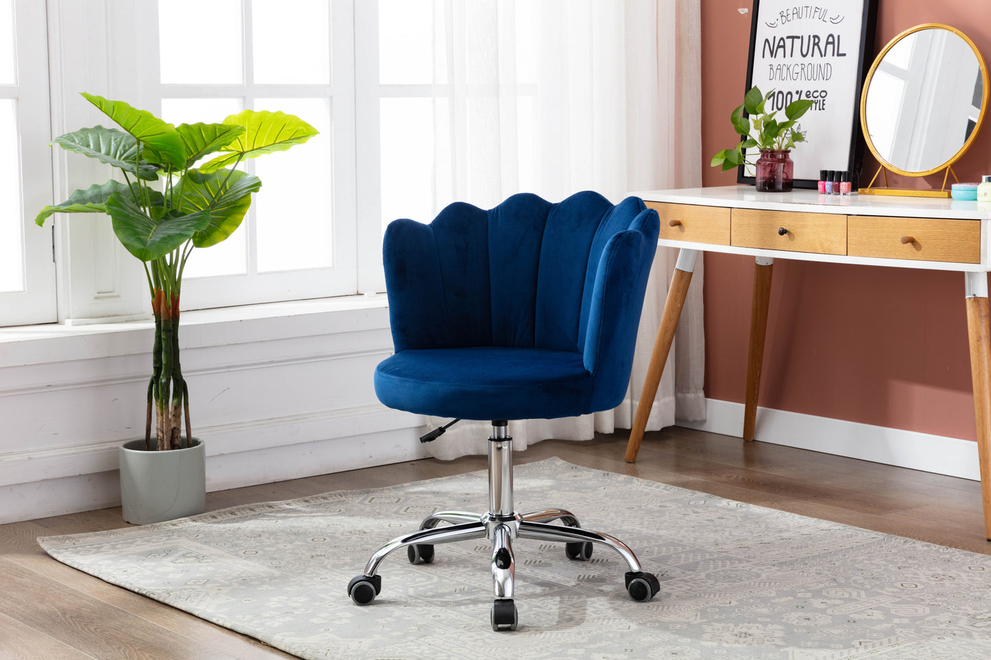 Swivel Shell Chair for Living Room/Bed Room, Modern Leisure office Chair  Blue