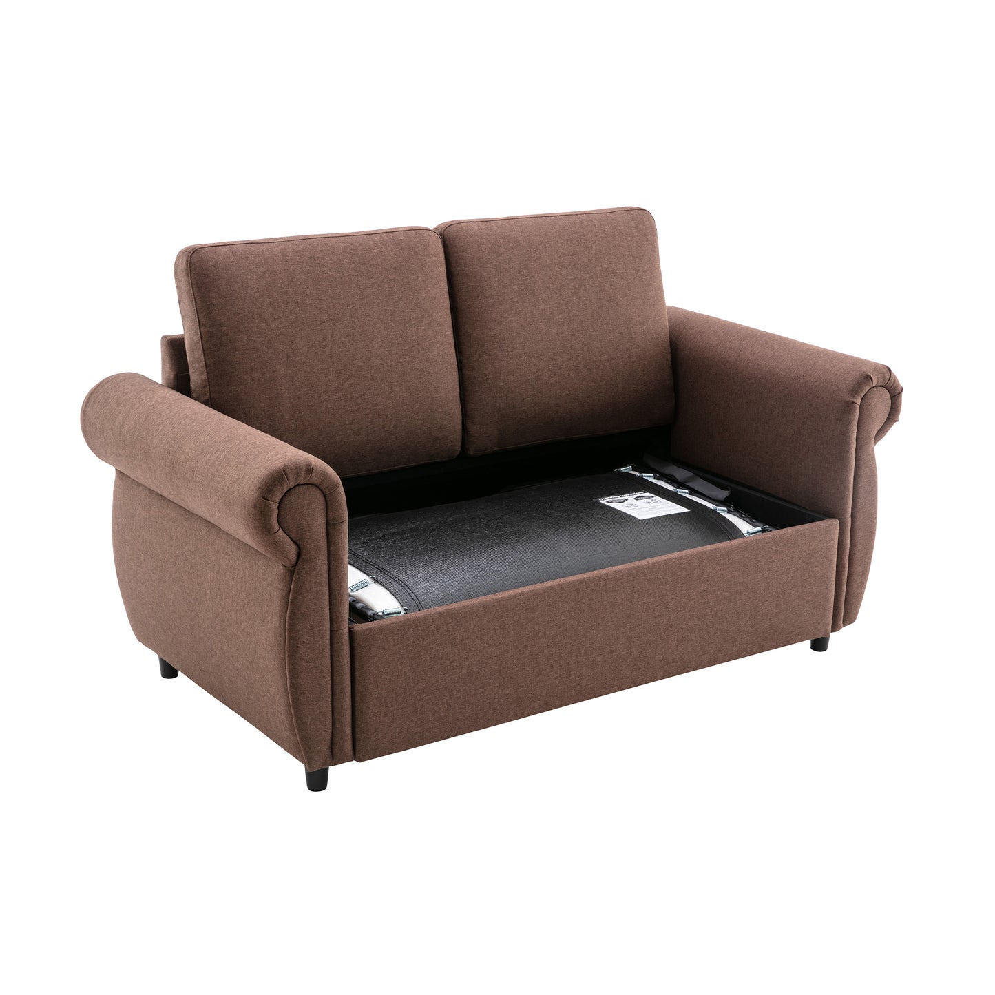 Orisfur Pull Out Loveseat Sleeper with Memory Foam Mattress, Brown