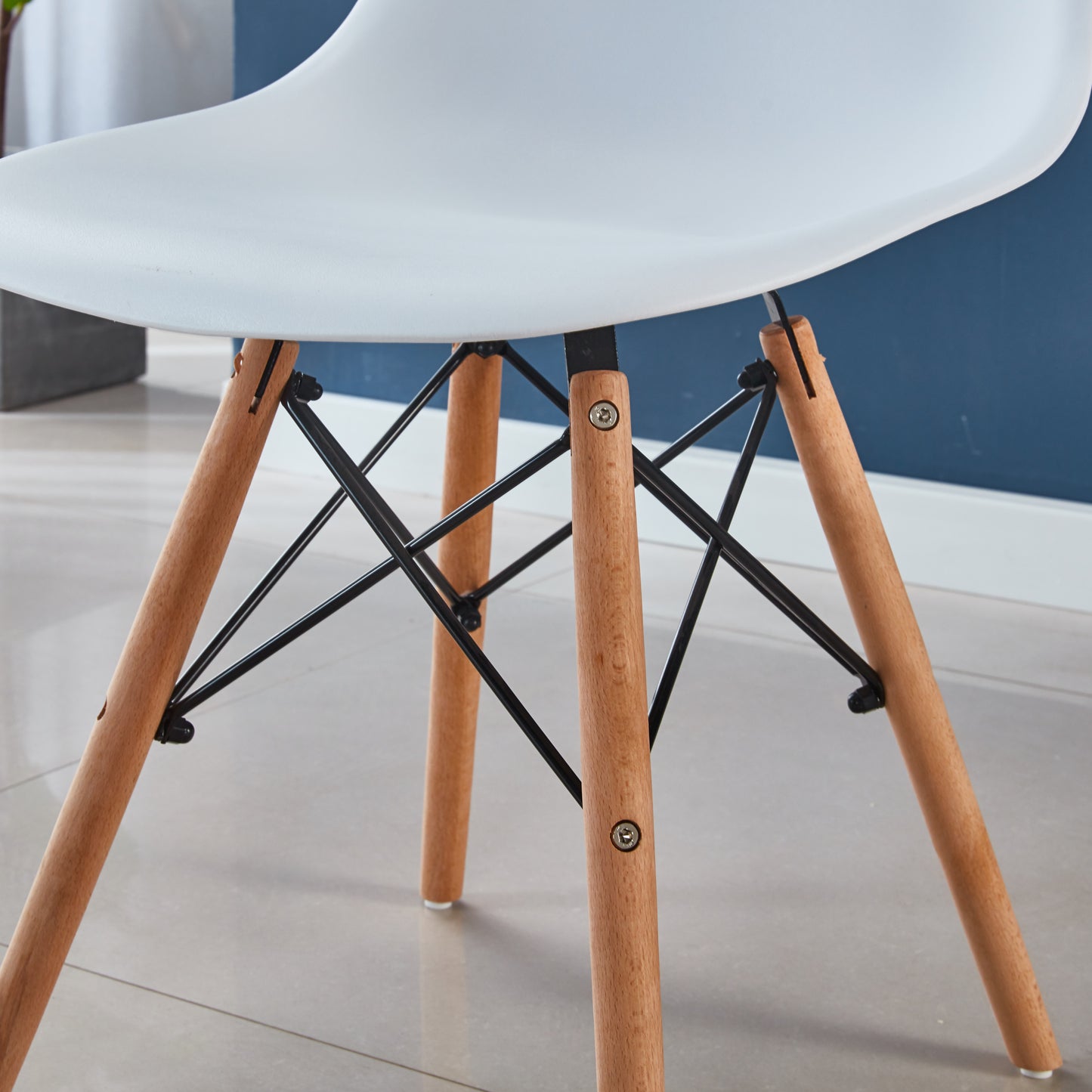 Modern White Round Dining Set with Cross-leg Table