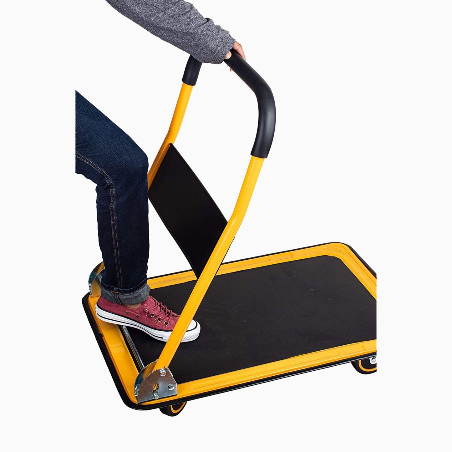 330 lbs. Capacity Platform Truck Hand Flatbed Cart Dolly Folding Moving Push Heavy Duty Rolling Cart in Yellow