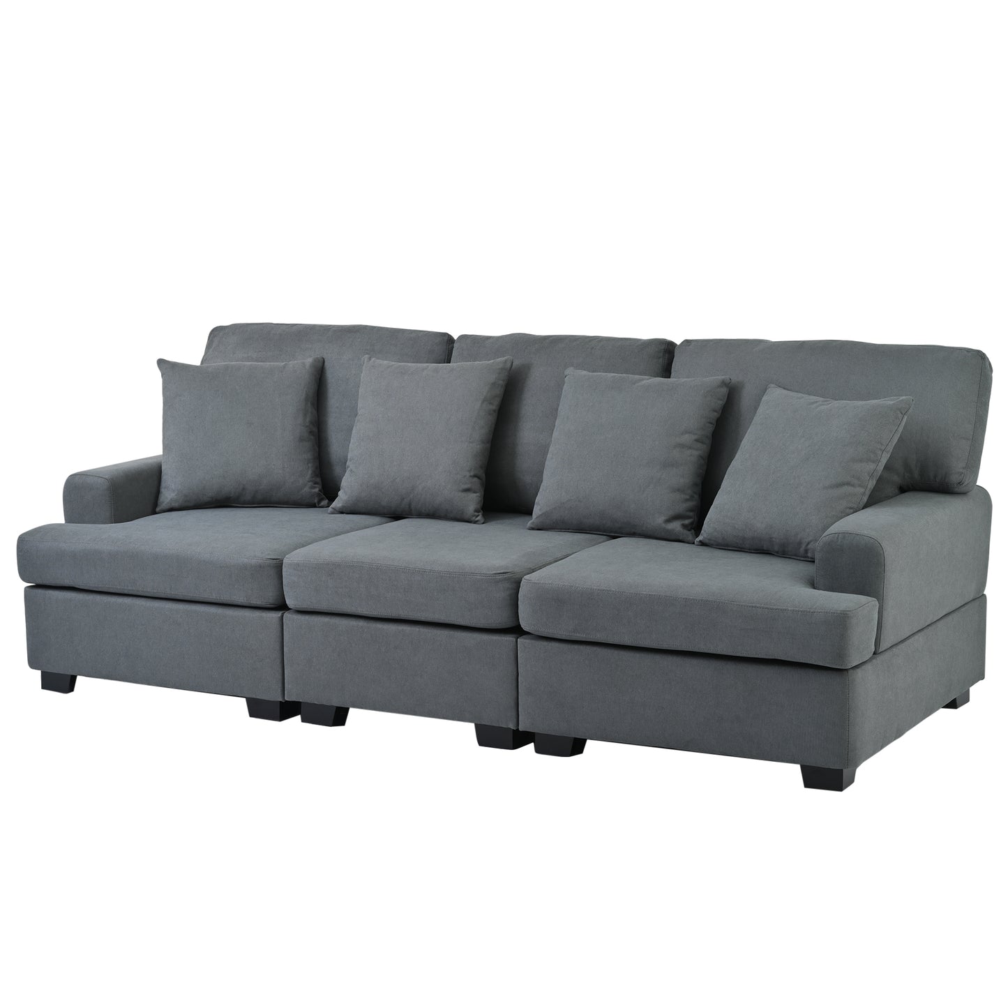 U_STYLE 3 Seat Sofa with Removable Back and Seat Cushions and 4 Comfortable Pillows