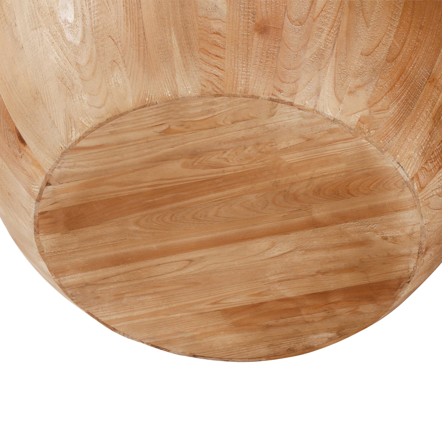 Vintage Style Barrel Shaped Coffee Table for Office, Dining Room, and Living Room - Natural Finish