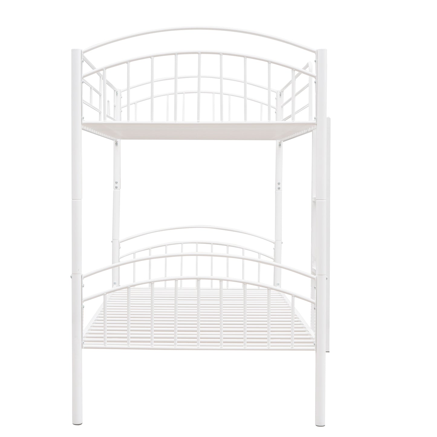 Chrome Finish Metal Twin Bunk Bed - White, Separable Twin Beds