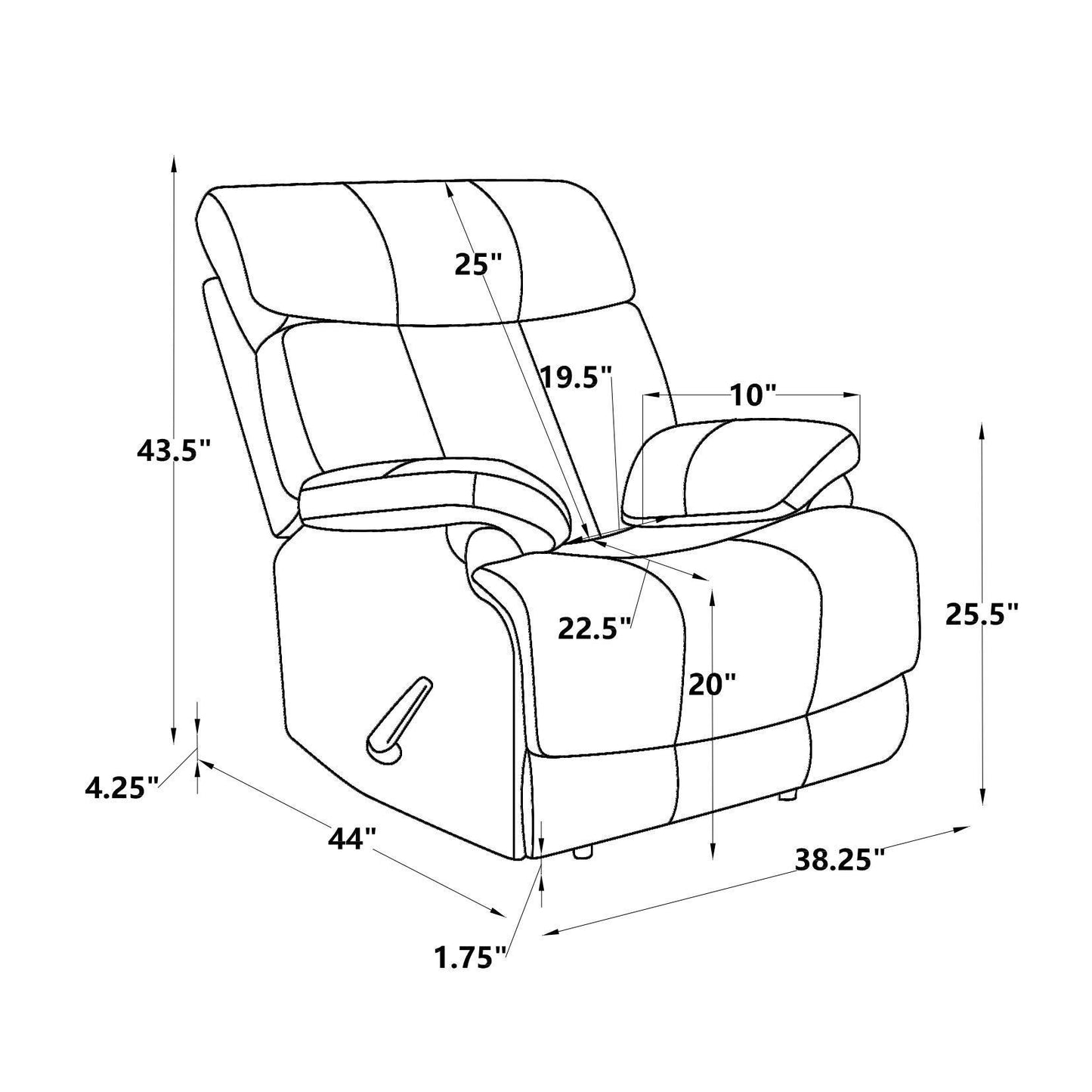 Prague Faux Leather Manual Recliner with Long Handle