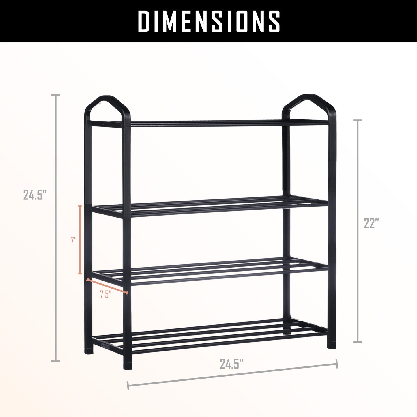 4-Tier Stackable Shoe Rack, 12-Pairs Sturdy Shoe Shelf Storage , Black Shoe Tower for Bedroom, Entryway, Hallway, and Closet