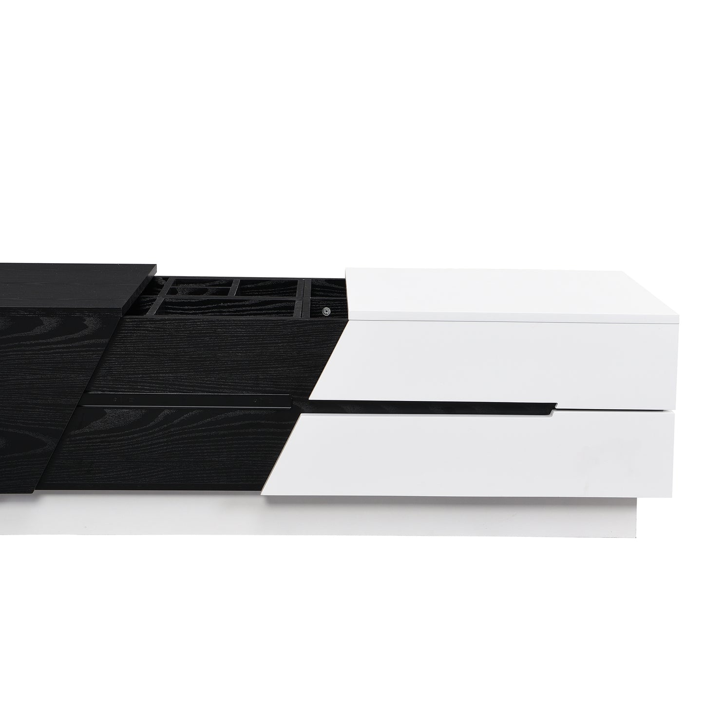 Sleek White and Black Sliding Top Coffee Table with Storage