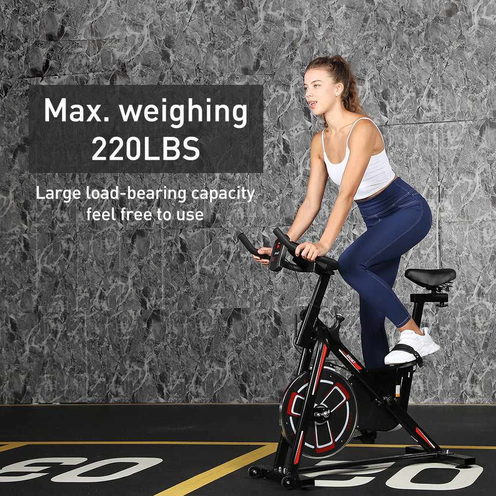 Indoor Cycling Bike, Stationary Exercise Bike with iPad Mount and Comfortable Seat Cushion, Silent Belt Drive, Spinning Bikes with Resistance for Home Gym Cardio Fitness Training