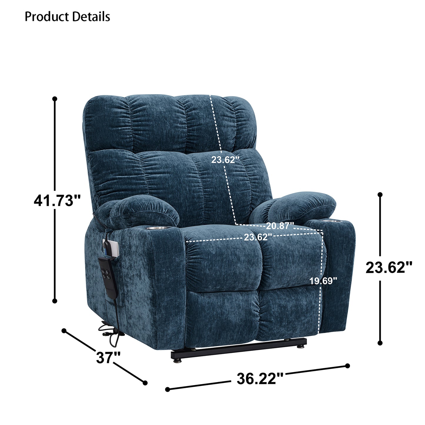 Electric Power Lift Recliner Chair with Dual OKIN Motors, Heat Massage, and Adjustable Positions