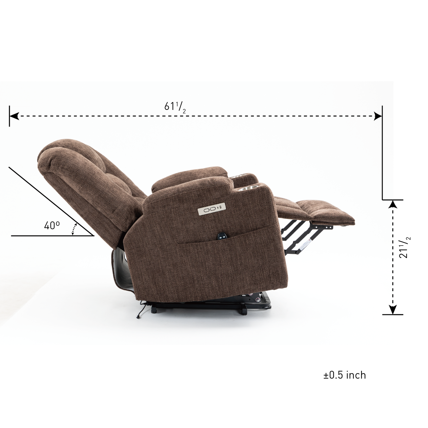 EMON'S Large Power Lift Recliner Chair with Massage and Heat, Overstuffed Wide Recliner with USB and Type C Ports, Brown