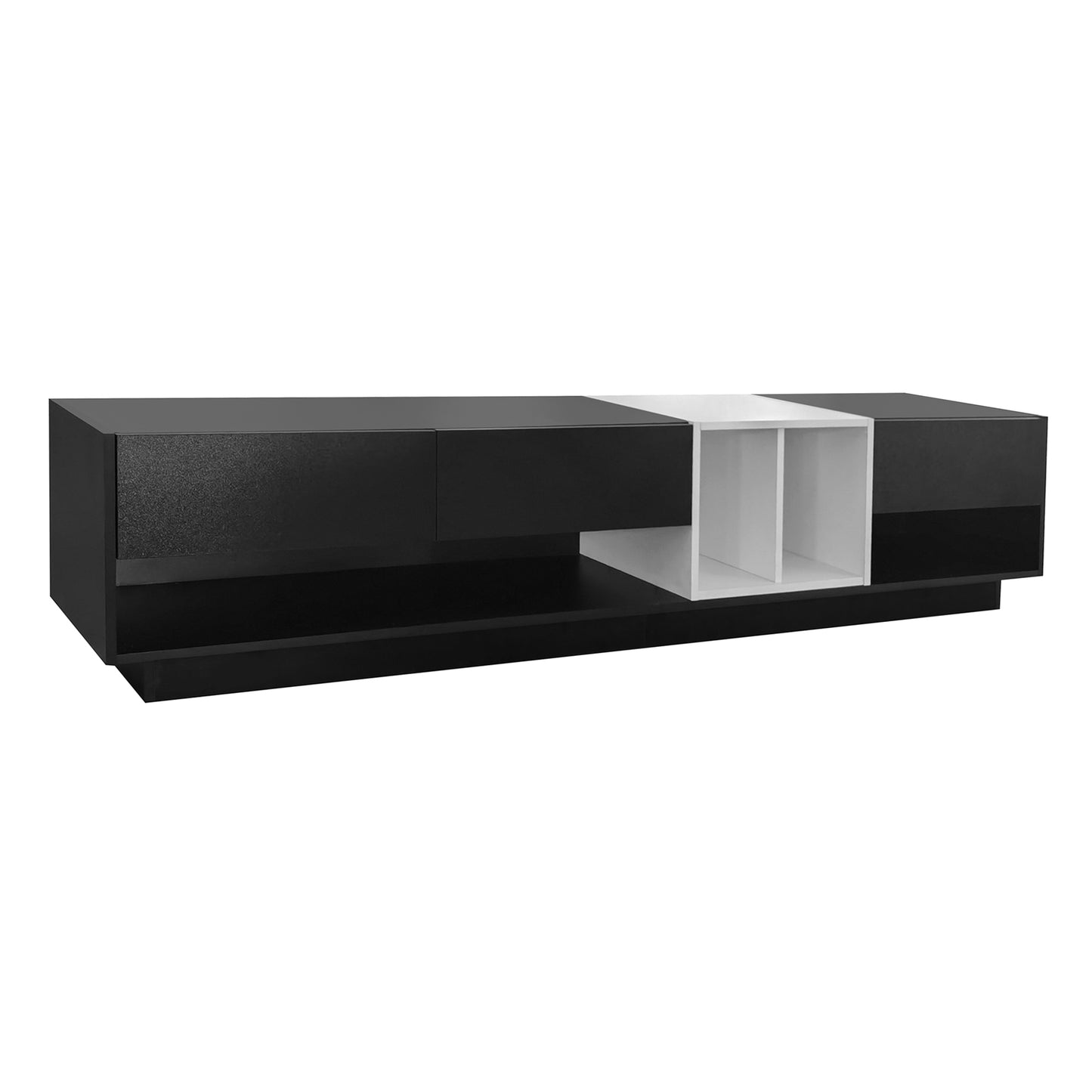 Sleek Two-Tone TV Stand with Spacious Storage for TVs Up to 80'', Black