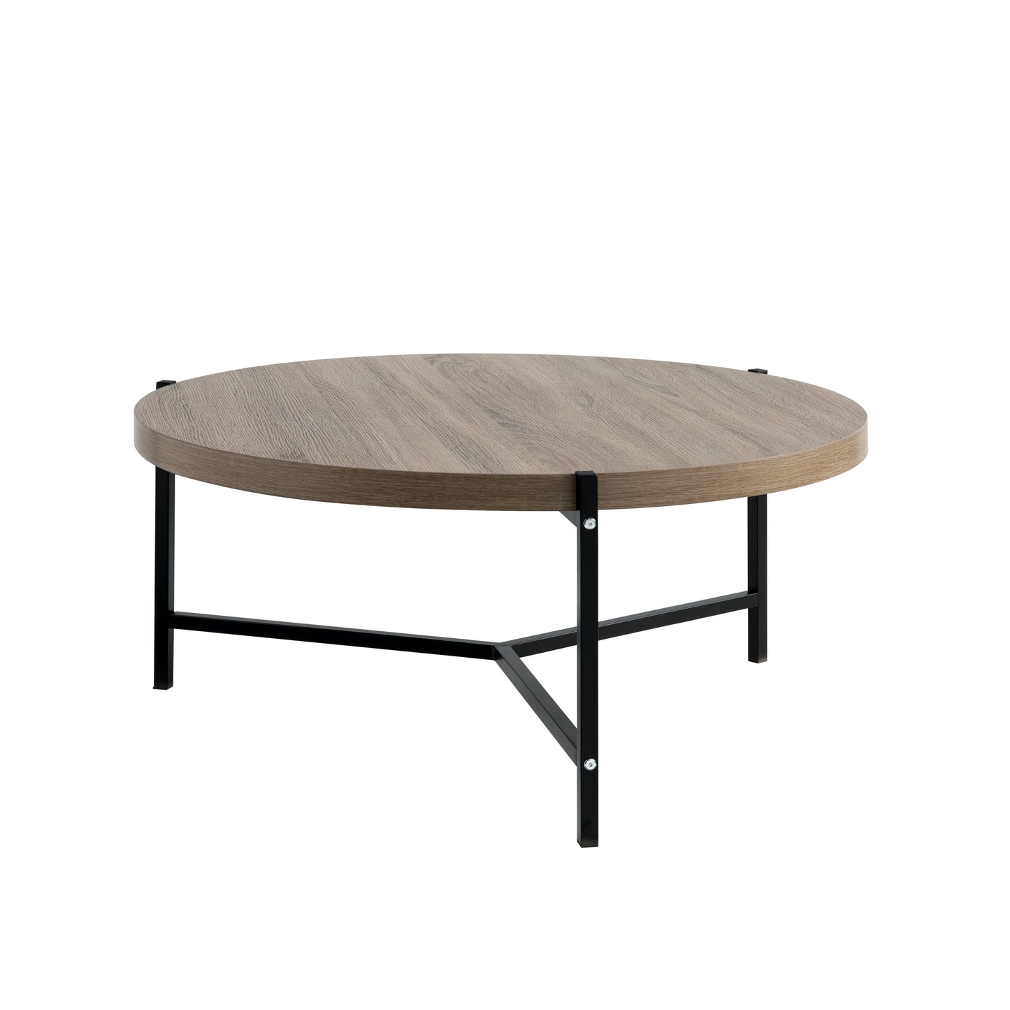 Taupe and Black Round Coffee Table