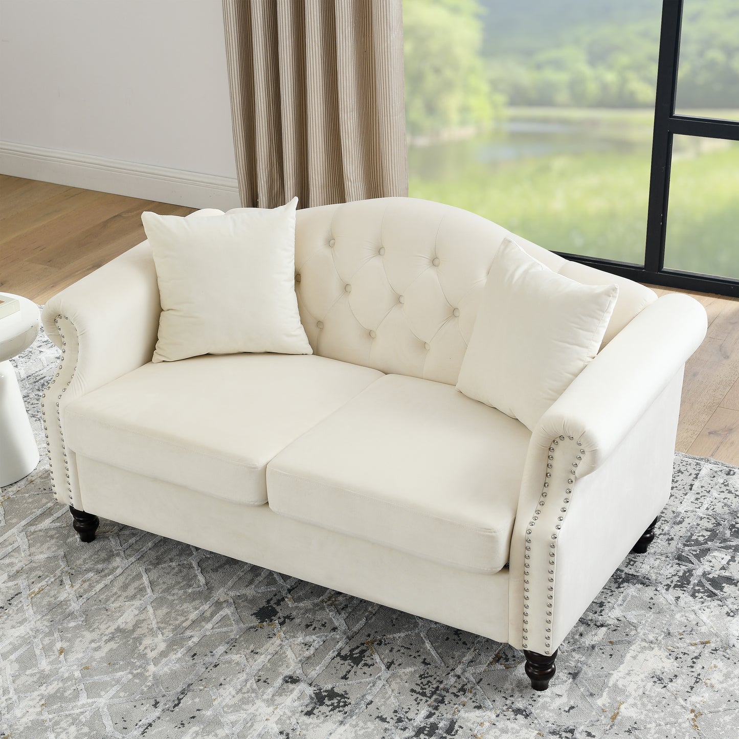 Beige Velvet 3-seater and 2-seater Combination Sofa