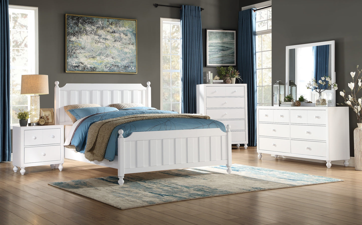 Transitional Look White Finish 1pc Nightstand of Drawers Wood knobs Turned Feet Modern Bedroom Furniture