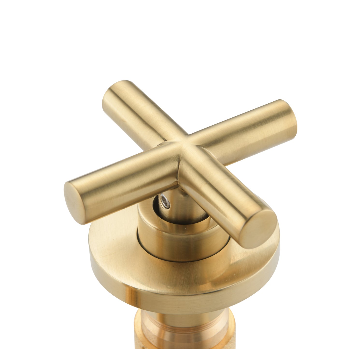 Golden Cross-Handle Wall Mounted Brass Bathroom Faucet