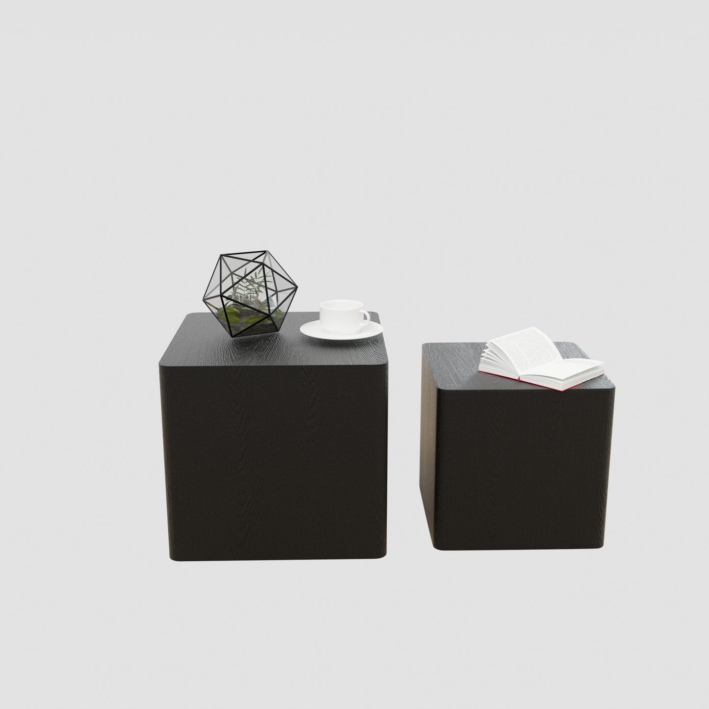 Black MDF Nesting Coffee & Side Tables Set