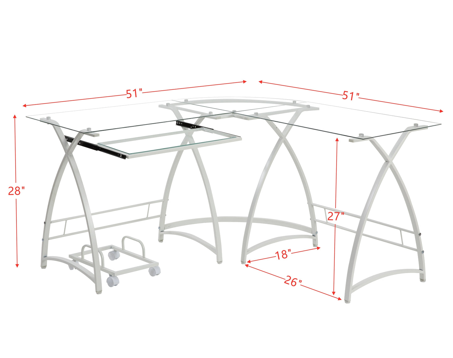 Modern Glass and White L-Shape Computer Desk by Dazenus