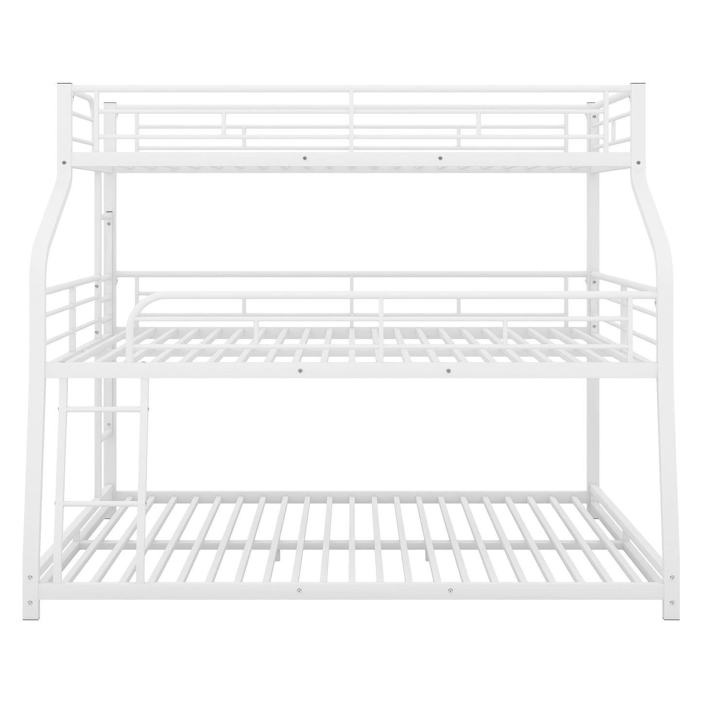 White Triple Bunk Bed with Twin XL/Full XL/Queen Sizes for Family-Friendly Spaces