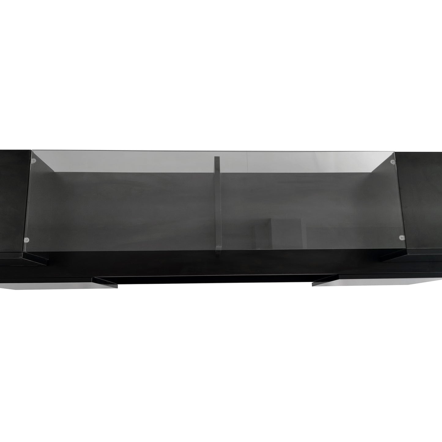 Black High Gloss TV Stand with LED Glass Shelves for TVs Up to 80